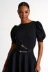 Top With Balloon Sleeves And Oval Cutouts - 52437-64-800 02 / 800 Caviar / 75% POLYAMIDE, 25% ELASTANE